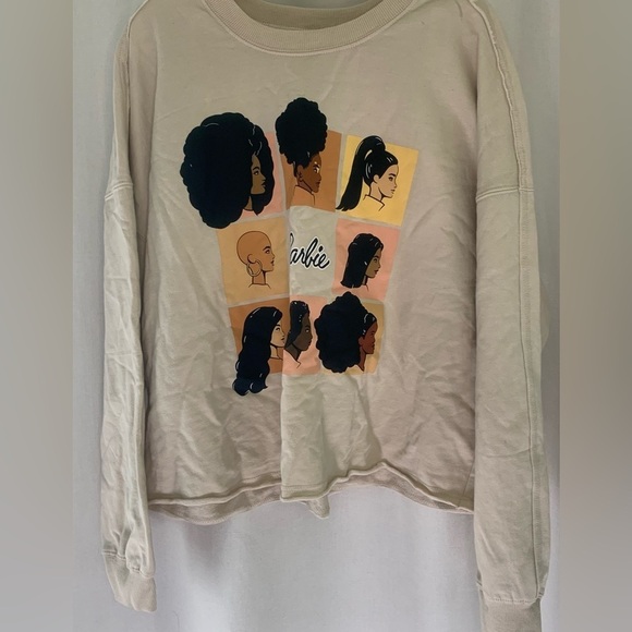 Barbie Tops - Barbie Sweatshirt Black Barbie Square Style, 60% Cotton, Raw Hem; Size XXL